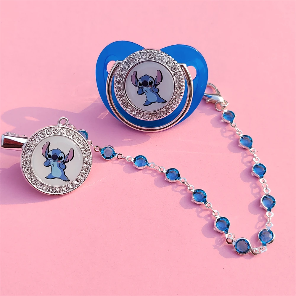 Baby Products Stitch Boy Baby Pacifier and Diamond Pacifier Clip BPA-free silicone baby nipple Gold Glitter baby fake Pacifier