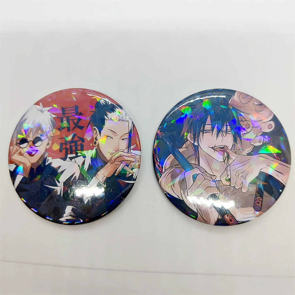 58mm HOT Anime Laser spilla Pin Gojo Satoru Fushiguro Toji Geto Suguru accessori per Badge Cosplay zaino regalo