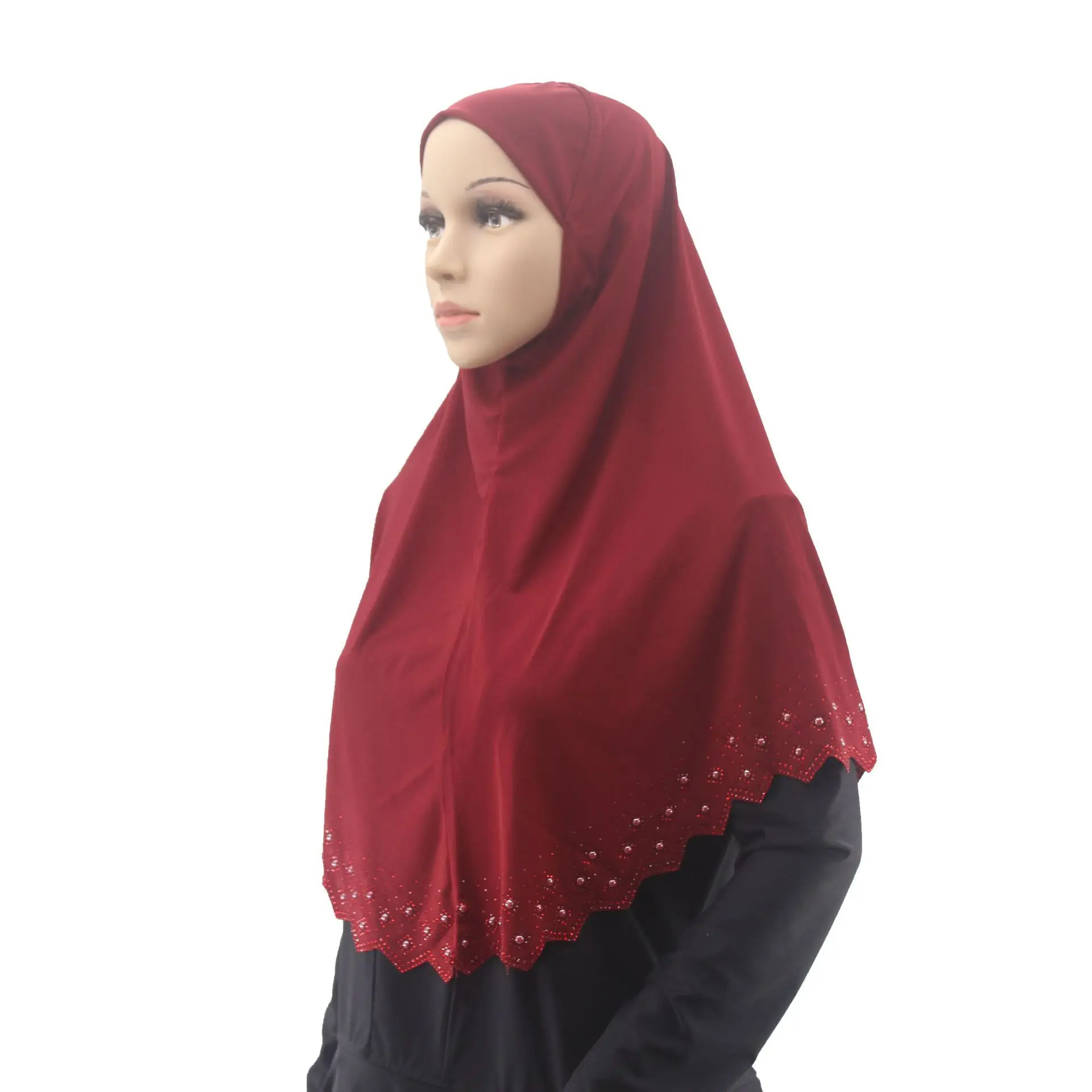 

Цельный головной платок с бриллиантами Амира, шали, мусульманские женщины, молитвенный хиджаб, мгновенный химар, тюрбан, молитвенная повязка на голову, Nikab 85 см * 65 см