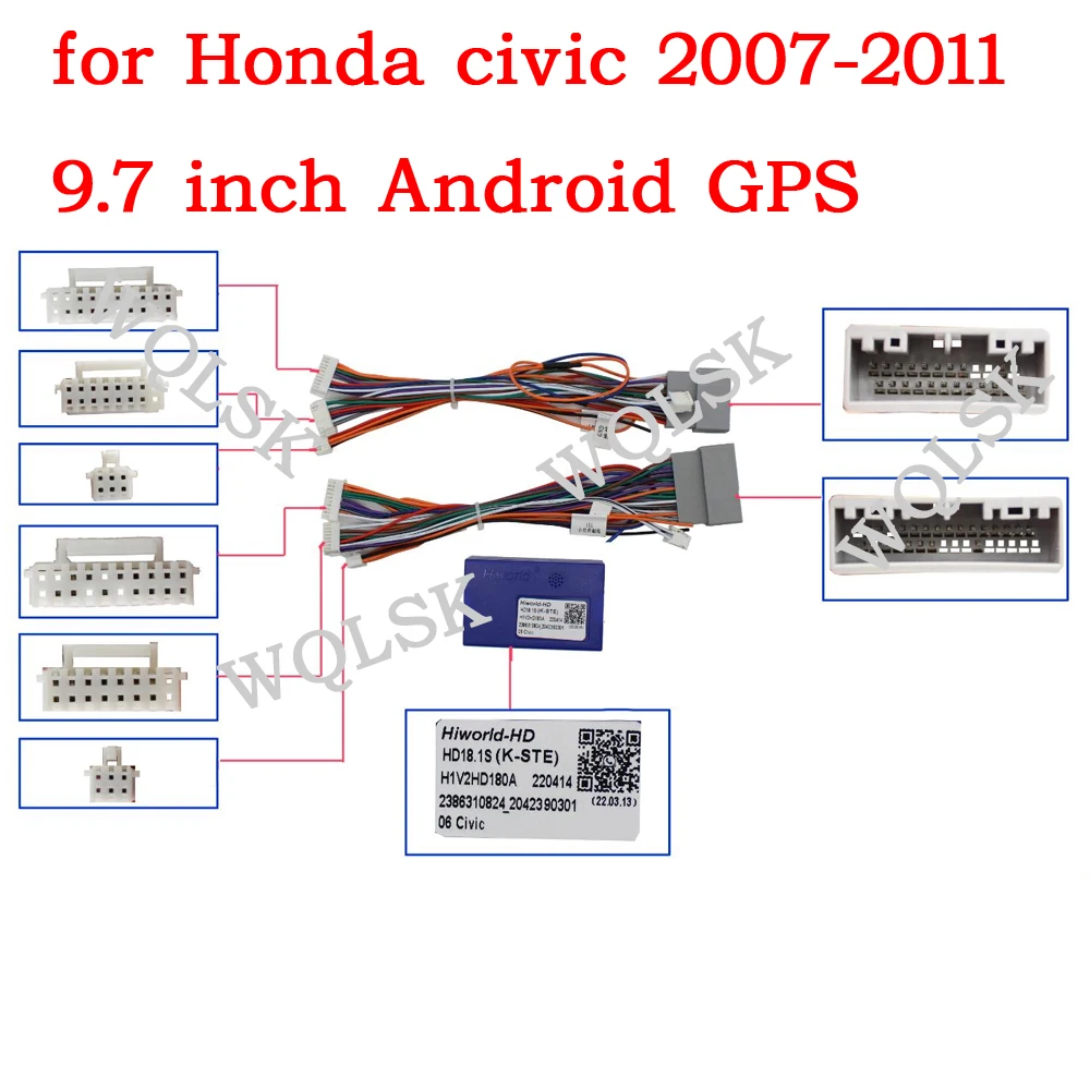 

Car Audio dvd Player 16PIN Android Power Calbe Adapter With Canbus For Honda Civic 2007-2011 Tesla screen Media Wiring Harness