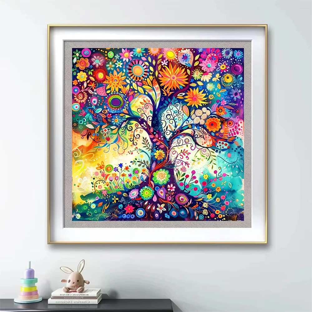 Colorful Abstract Tree of Life Jigsaw Puzzles 500PCS/1024 PCS Wall Decor for Living Room Bedroom Perfect Gift Frameless