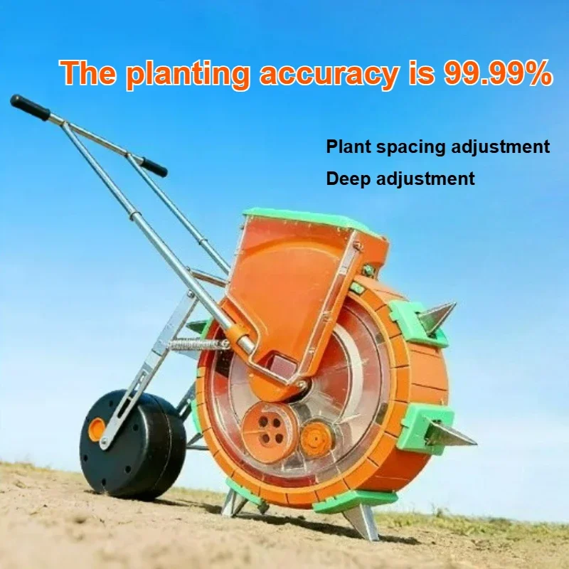 Manual Hand Push Seed Planter Fertilizing Machine Roller Type Corn Peanut Soybean Seeding Equipment for Farm