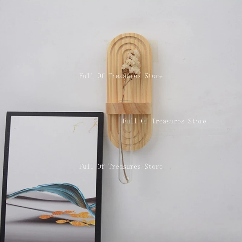Wall Mounted Wooden Flower Rack Rack Test Tube Hydroponic Country Retro Terrarium Holder Green Plant Green Plant Bracket