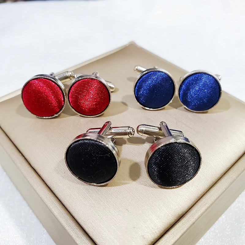 

20pair 3colors Color Business Men's Fashionable Sleeve Studs French Metal Cloth Art Woven Silk Fabric Buckle Cufflinks