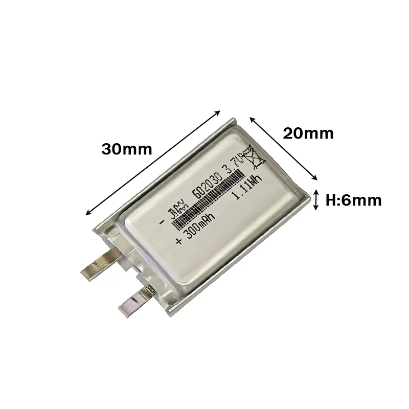 602030 3.7V 300mAh Lithium Polymer Battery for Bluetooth Headset Smart Clothes Electric Toothbrush LED Light GPS Positioning