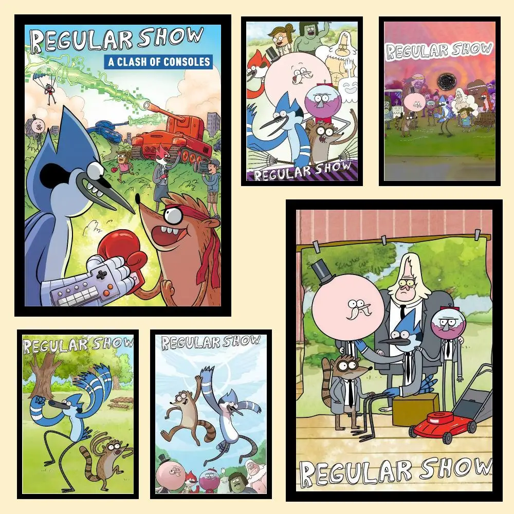 Cartoon R-Regular Show Poster Aesthetic Poster Print Wall Decor HD For Living Room Bedroom Home Office Gift Wall Art