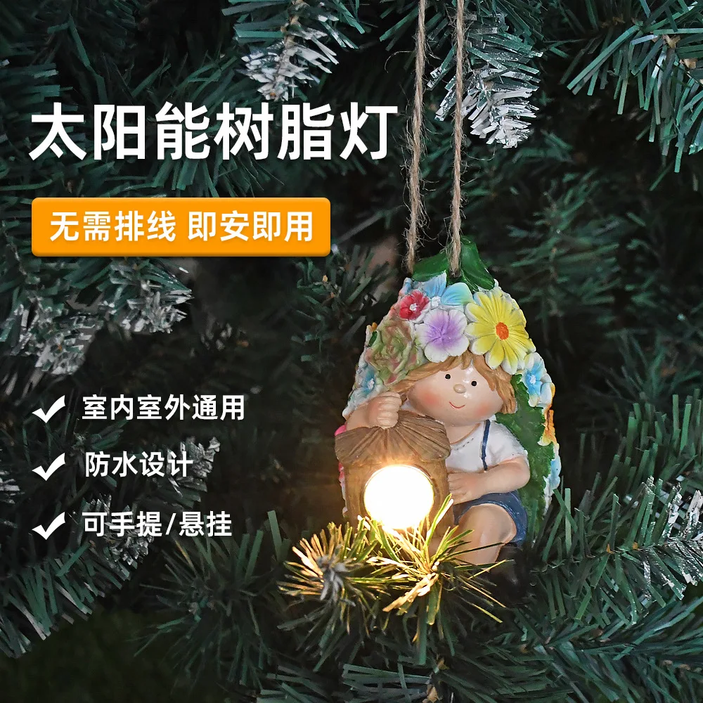 Solar Hanging Tree Lamp - Resin Fruit Figurine Light, Waterproof for Yard Ambiance