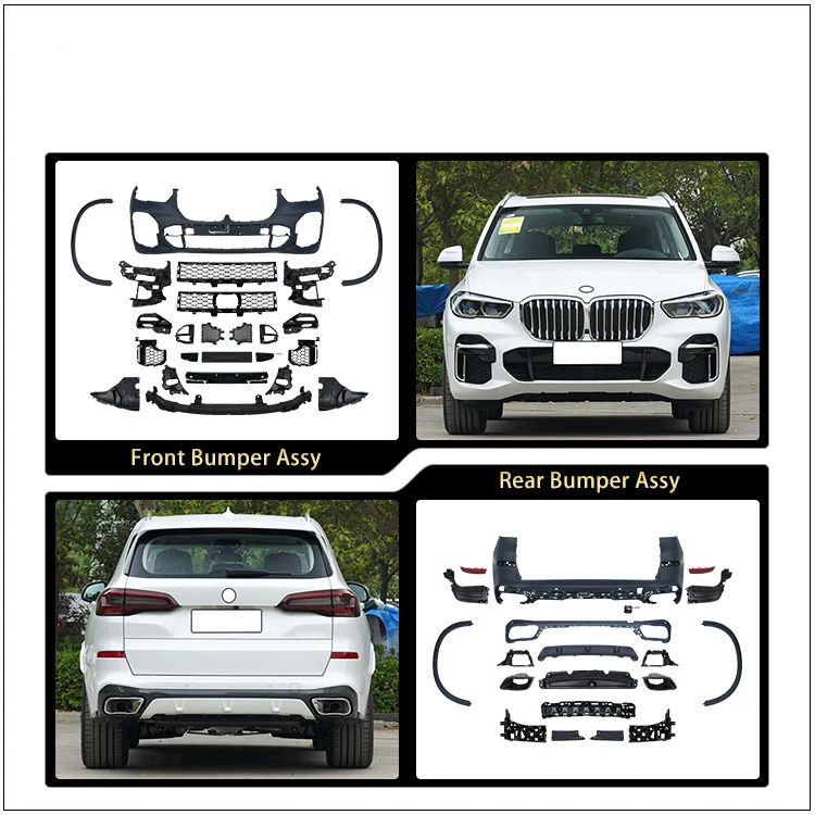 Auto bodykit grille exhaust tips rear diffuser rear front bumper wheel trims use for BMW X5 G05 2019-2023 Upgrade to M-Tech