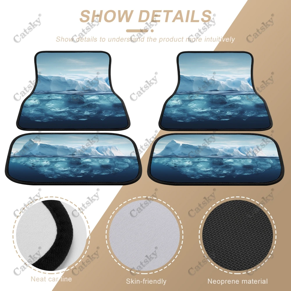 Arctic Ice Glacier Car Auto Floor Mats Carpet, 4PCS Customized Cars Mat All Weather Automotive Vehicle Pad Stylish