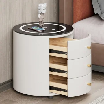 

2023 Modern New nightstand bedside table with LED light,storage drawers cabinet side table for living room bedroom furniture