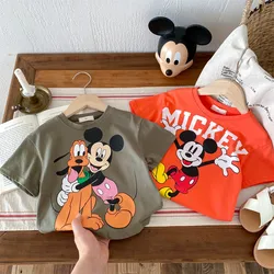 Mickey Mouse Children's Tees Tops Printed Cartoon Fashion Baby Boys Clothes T-shirt Trendy Design Kids Clothing Tshirts Crewneck