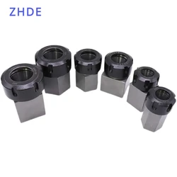 ZHDE ER25 ER32 ER40 Square Hexagon Chuck Hard Steel Hex ER Spring Chuck Seat for CNC Lathe Engraving Cutting