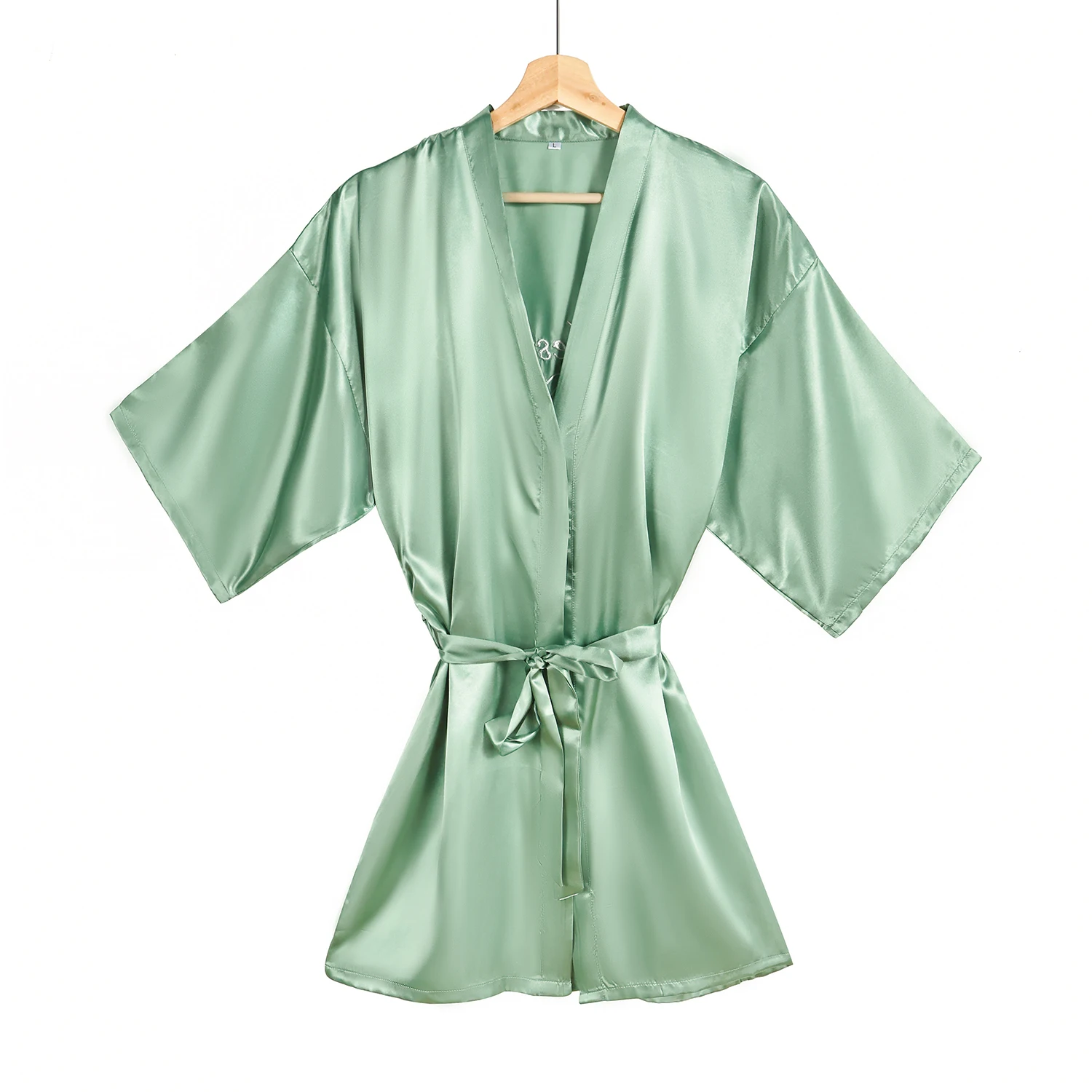 1pc new sage green bridesmaid robe embroidered bridesmaid kimono wedding party robes