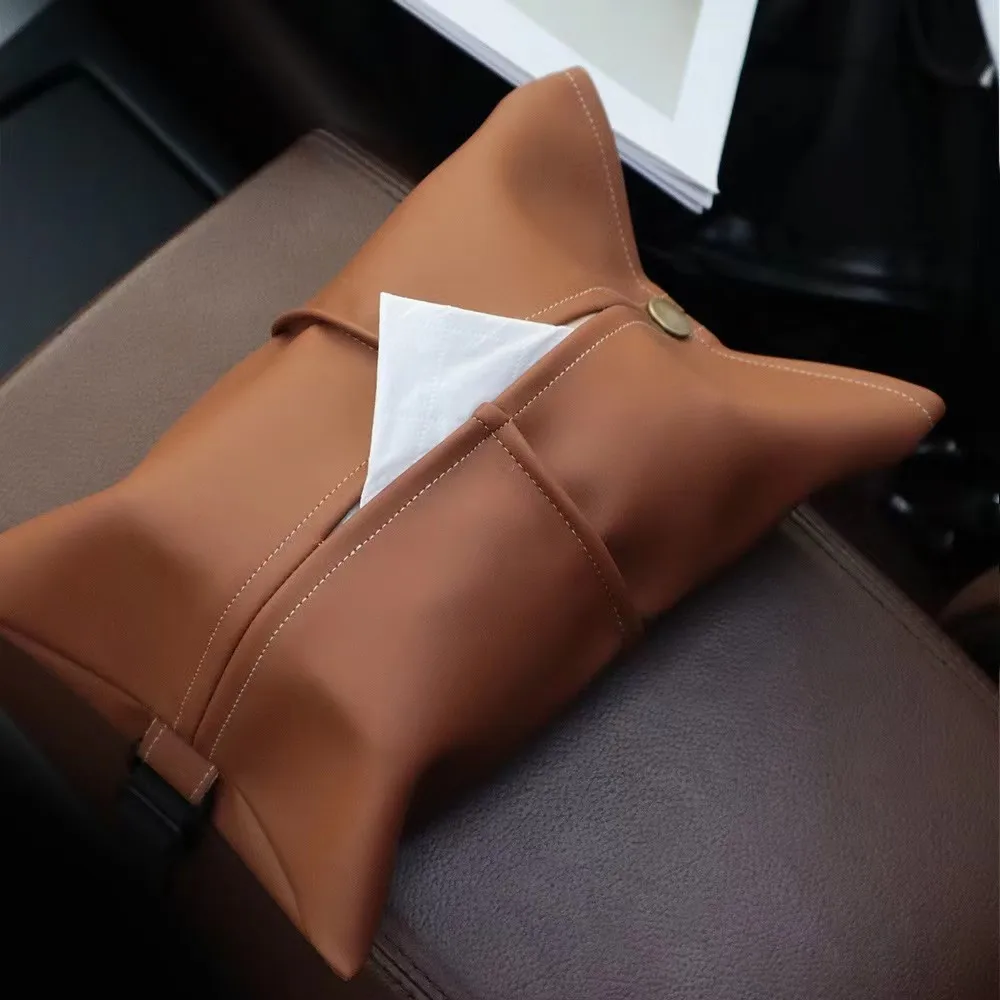 Creative Fashion Leather Car Draw Paper Box SEAT Armcase Center Console Desktop Decoration Ornaments Tissue Storage Box