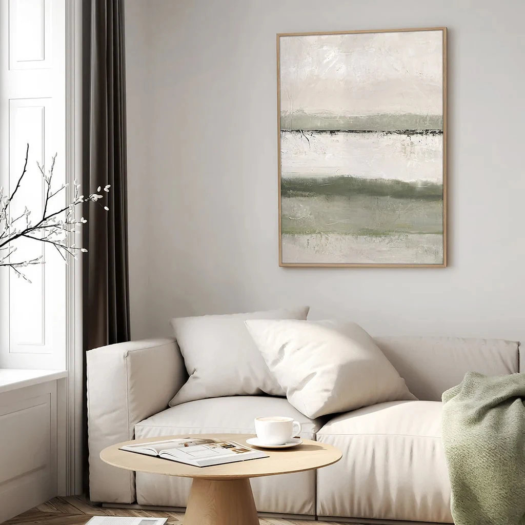 

Hand-painted Abstract Painting On Canvas Modern Wall Art Olive Green Minimalist Wall Pictures For Living Room Home Decoration