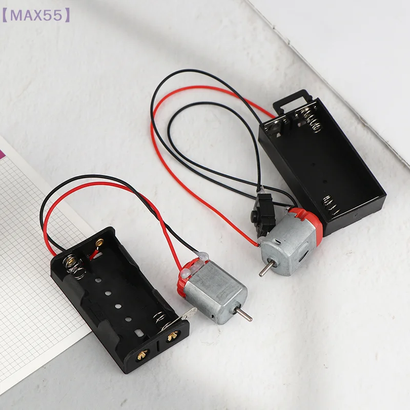 

【MAX-55】130 Motor Kit With 2x Battery Storage Case And Switch 16500 RPM Mini Student DIY Electronic Motor Circuit Models Kit