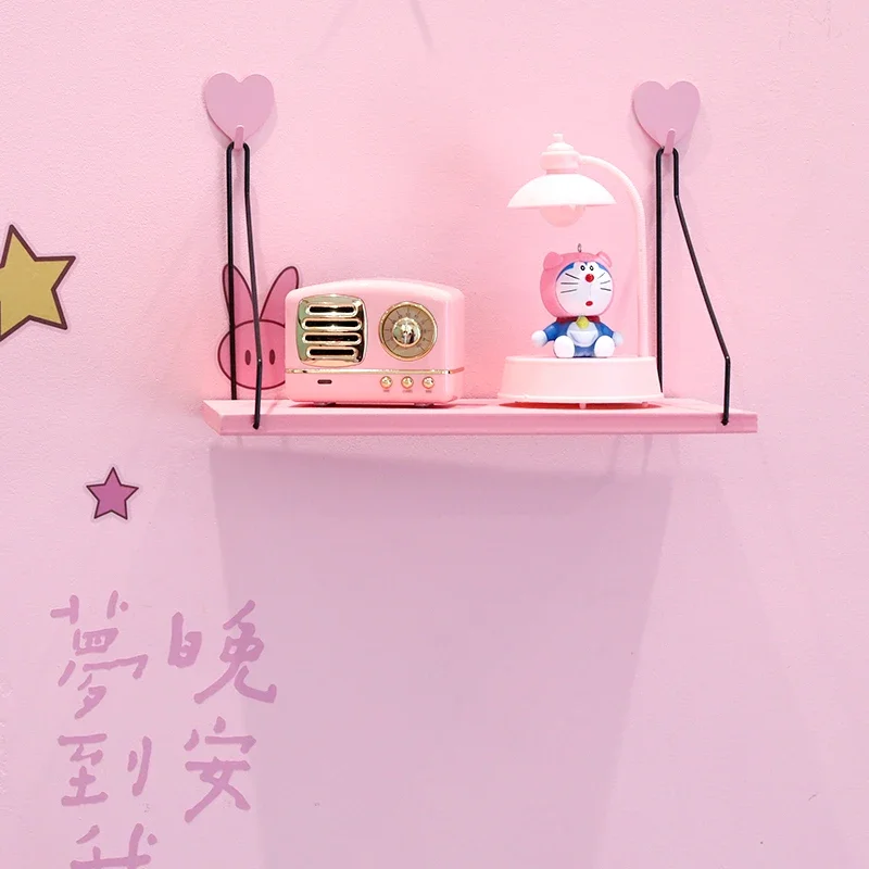 Pink Wood Storage Rack Room Decoration Storage Rack Household Items Wall Shelf  Display Stand