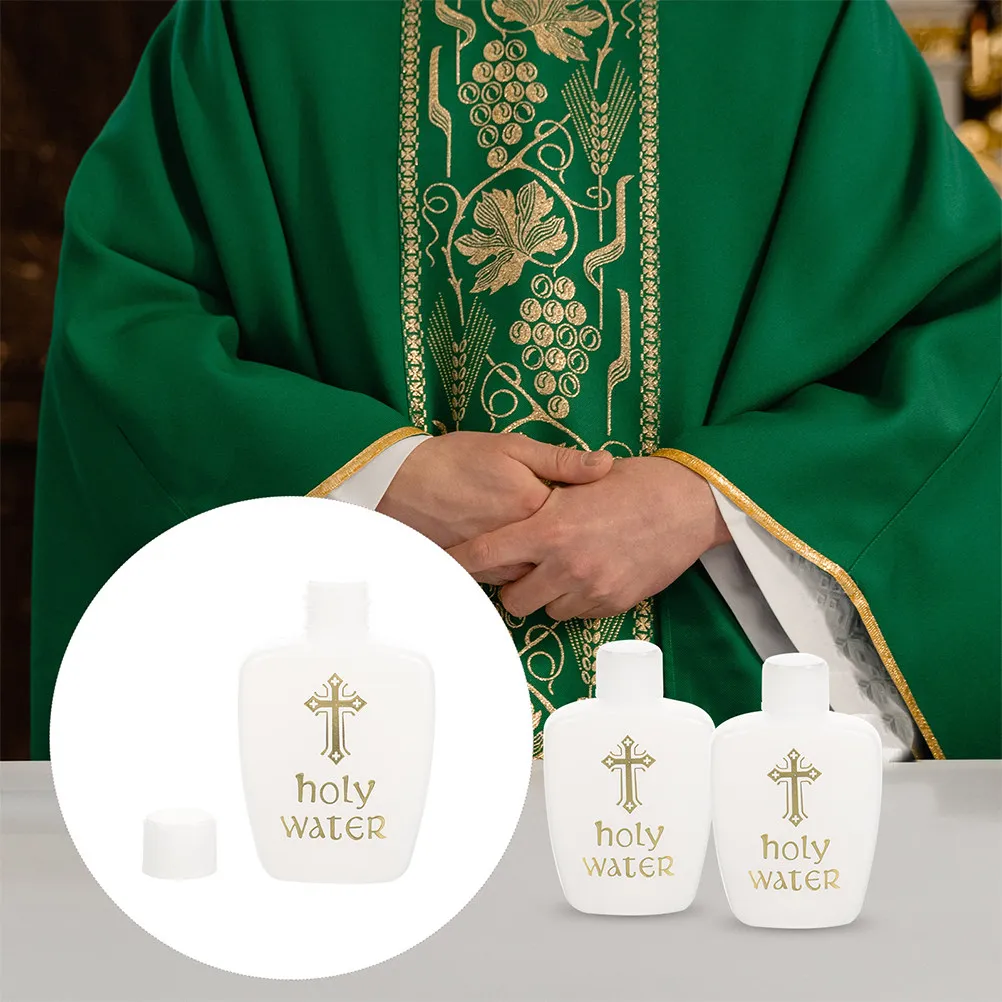 2Pcs Prayer Water Bottles Baptism Rituals Holy Water Containers Belief Symbol Pe Plastic Small Refillable Ceremonial Decorative