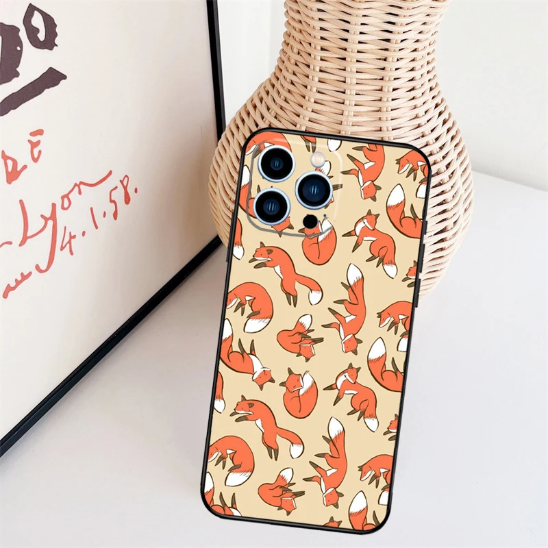 Cartoon Foxes Animal Cover Case For iPhone 14 Pro 11 16 15 Pro Max 12 13 Mini Plus XS X XR Funda image 5