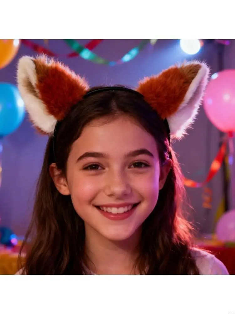 Comfortable Cosplay Foxes Ear Headband Detailed Roleplaying Accessory For Convention Event 