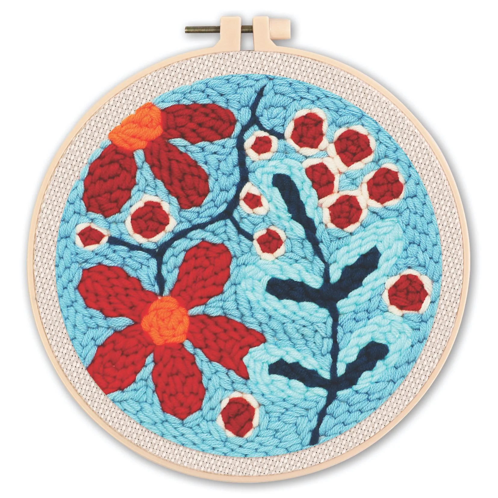 RUOPOTY Flowers Punch Needle Embroidery Starter Kits Embroidery Hoop Yarns For Adults Beginners Diy Gift