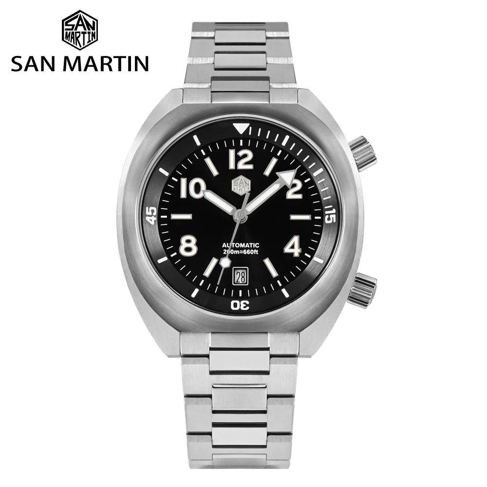 San Martin Nieuwe 42Mm Yn55 Duiker Horloge Bidirectionele Draai Hoofdstuk Ring Mode Sport Stijl Automatische Mechanische 20 Bar Lum