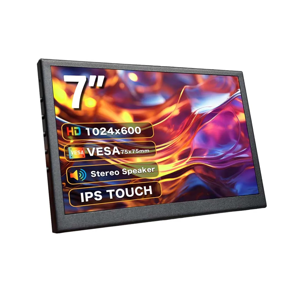 Portable 7 10.1 inch Monitor Touch IPS LCD 1024x600 HD VESA Secondary Screen Built-in Speaker Plug & Play Extended Display