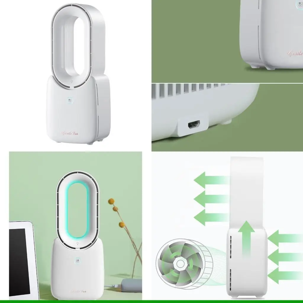 

U55C Bladeless Fan 11.8 inch Cooling Fan with 4 Speeds Leafless 5 Colors LED