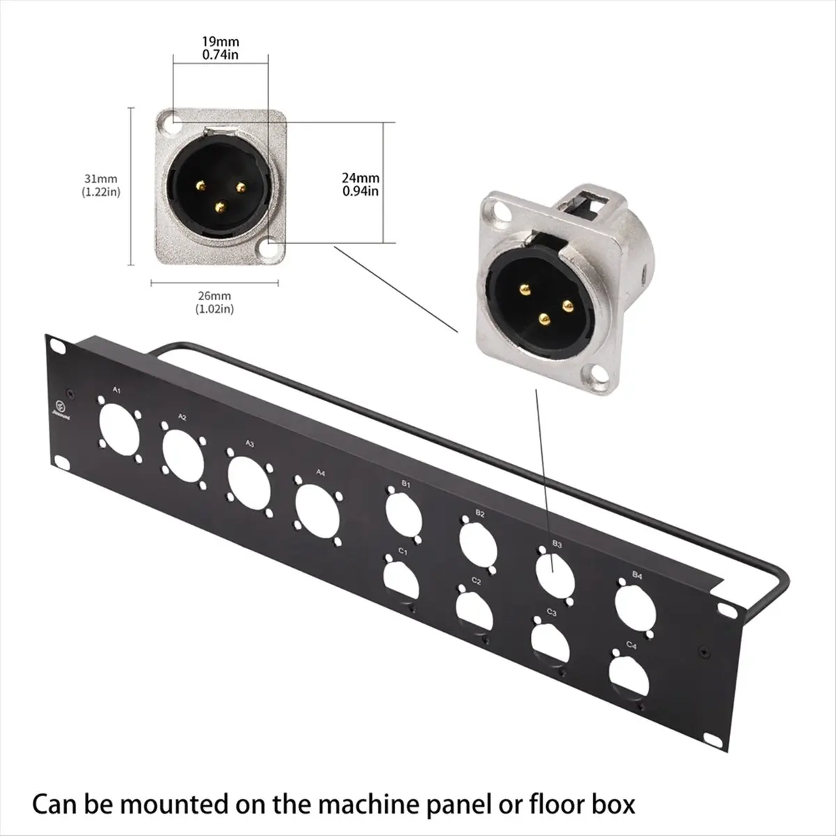 L77A 2 Pack XLR Pass Through Cable,Stage Box 3 Pin D-Type XLR Female to Male for Patch Panel, Floor Box