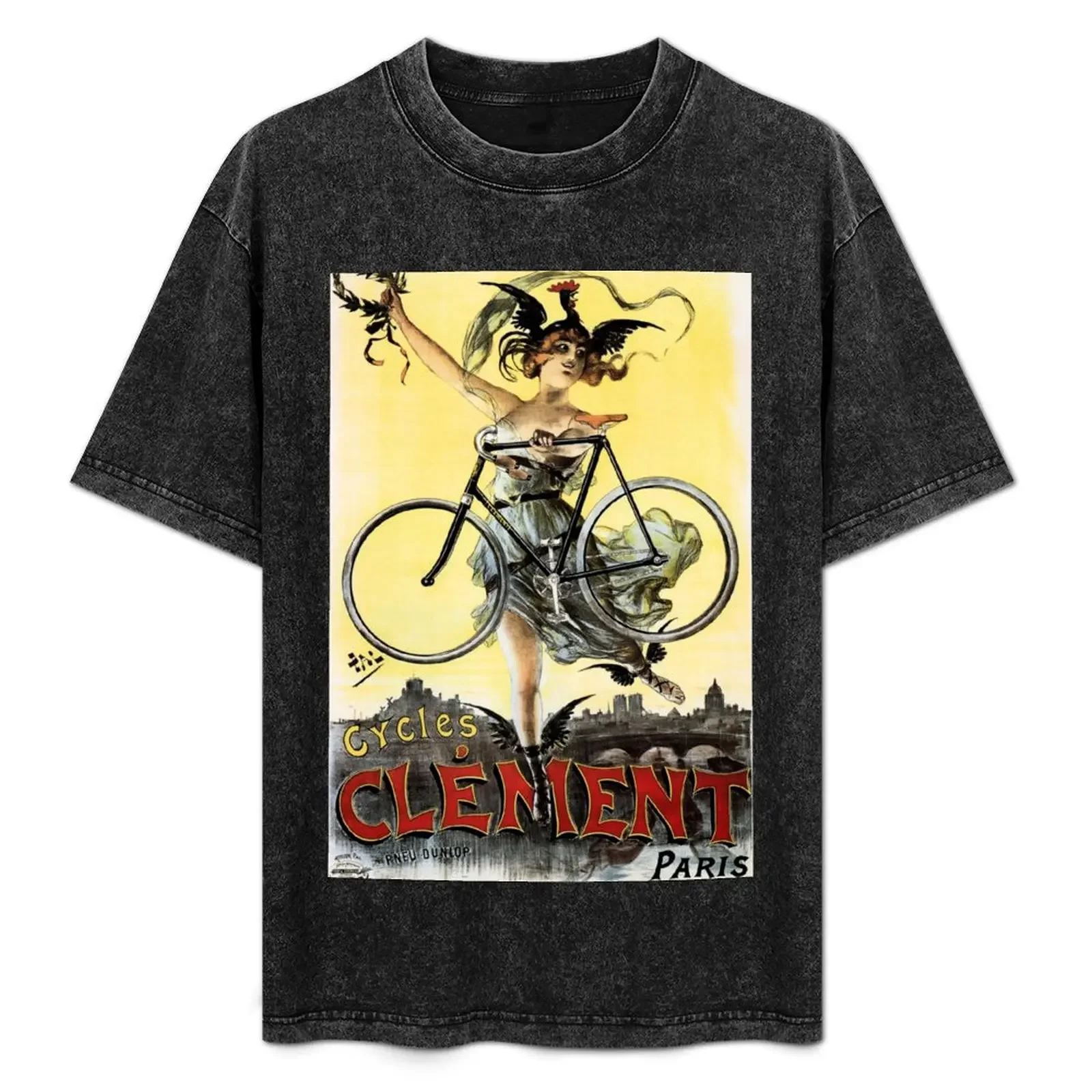 

CLEMENT CYCLES Paris Art Nouveau Vintage French Advertising T-Shirt sublime funny shirt cotton topping T-shirt men