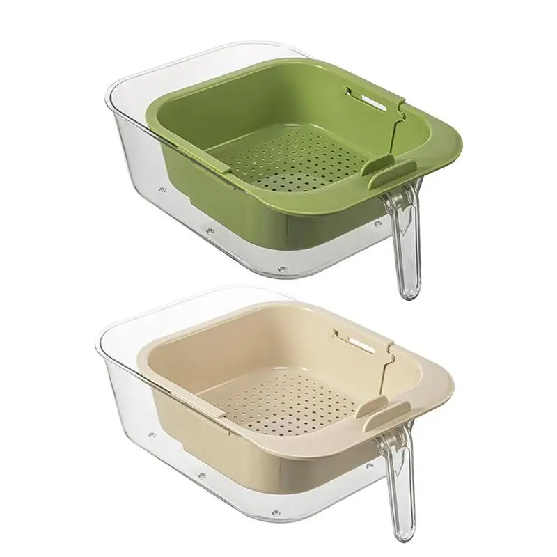 Kitchen Dishwashing Basket Vegetable Washing Basket With Drain Filter Expandable Double Layer Set For Offices Kitchen Bathroom