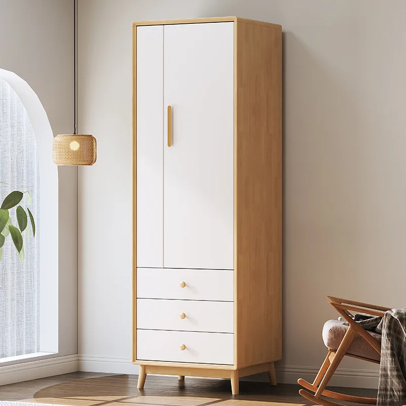 Nordic solid wood wardrobe combination modern simple home bed and breakfast bedroom simple economical with pumping storagelocker