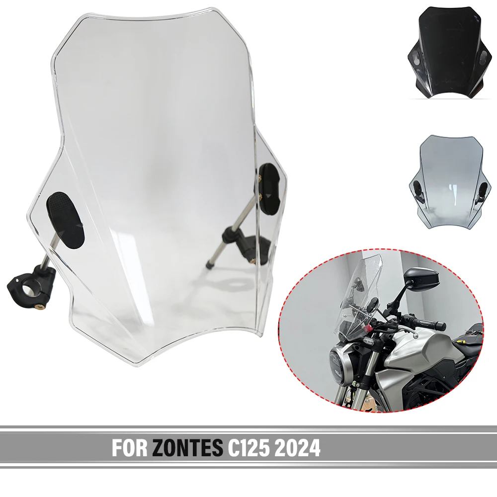 

For ZONTES C125 2024 Windshield Motorcycle Windshield Covers Motorcycle Windscreen Adjustable