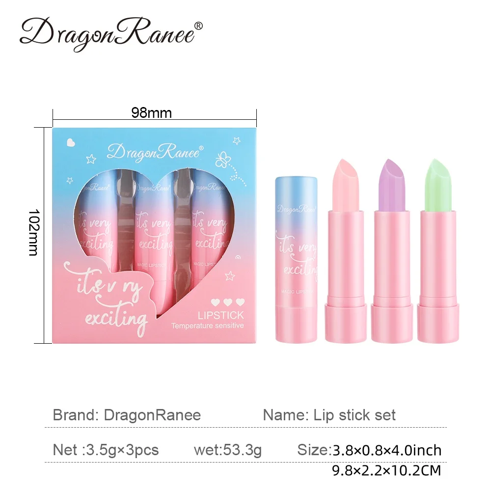 Confezione da 3 Set di balsamo per le labbra che cambia colore, balsamo per le labbra che cambia colore, idratante a lunga durata, Non sbiadisce, tazza antiaderente, rossetto impermeabile, che cambia temperatura, balsa