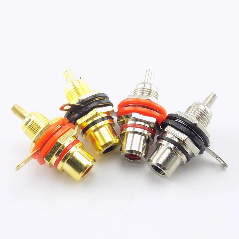 2pcs/1pair RCA Female Socket Connector Chassis Panel Mount Adapter Plug Gold plated Audio Video Adapter H10
