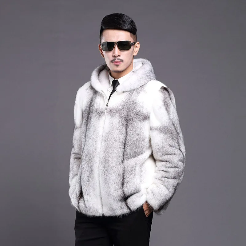 

Luxury Winter Warm Faux Fur Coat Men Hooded Thick Fur Coat Jacket Plus Size Branded Zipper Designer Men's Clothing Slim Jackets