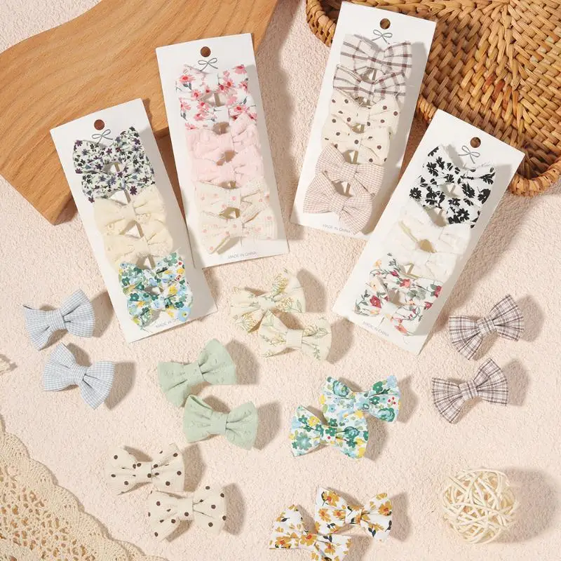 1 Set Fabric Printed Bow Hair Clips Suitable Children Girls Teenagers Party Decoration Clips Girls Baby Hair Accessories Gifts