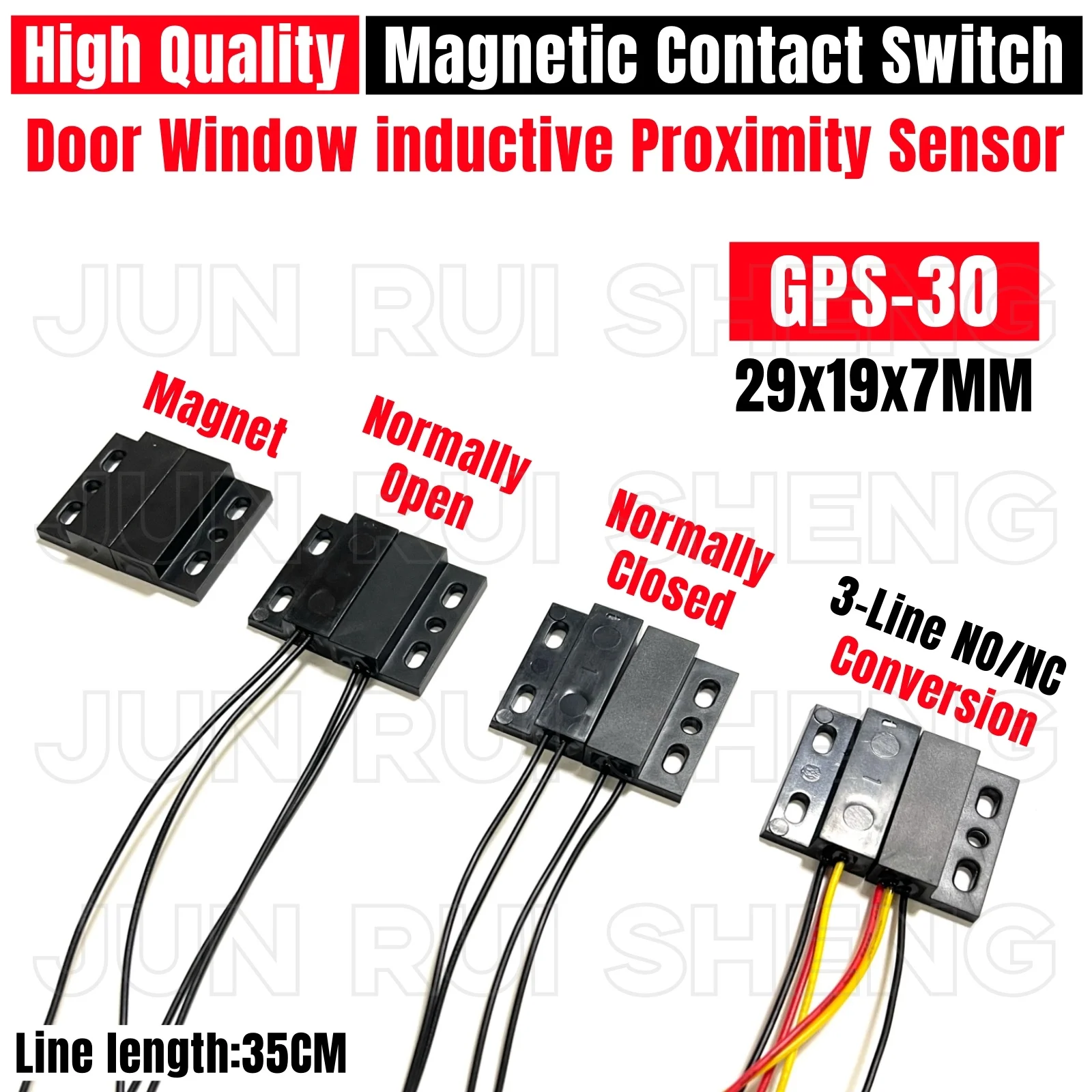 10PCS GPS-30 Reed Switch Magnetic Proximity Switch L R Normally Open/Closed 19*29MM 3*Line NO/NC Magnet Control Induction sensor