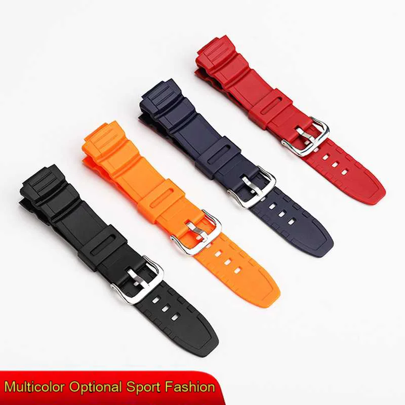 For Casio W-S220 HDD-S100 MCW-100H/110H Silicone Watch Band Strap Outdoor Sports Black 16mm Watchband Waterproof Rubber Bracelet