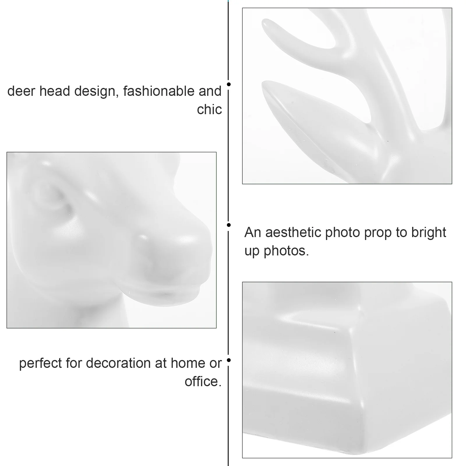 

1Pcs Ceramic Deer Head Ornament White Delicate Home Decoration Desktop Adornment Creative Ornament for Office Living Room