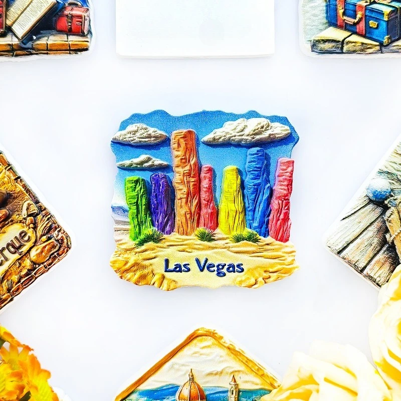 Las Vegas Seven Magic Mountains Fridge Magnet - 3D Desert Art Souvenir Colorful Rock Stack Decor Unique Nevada Gift