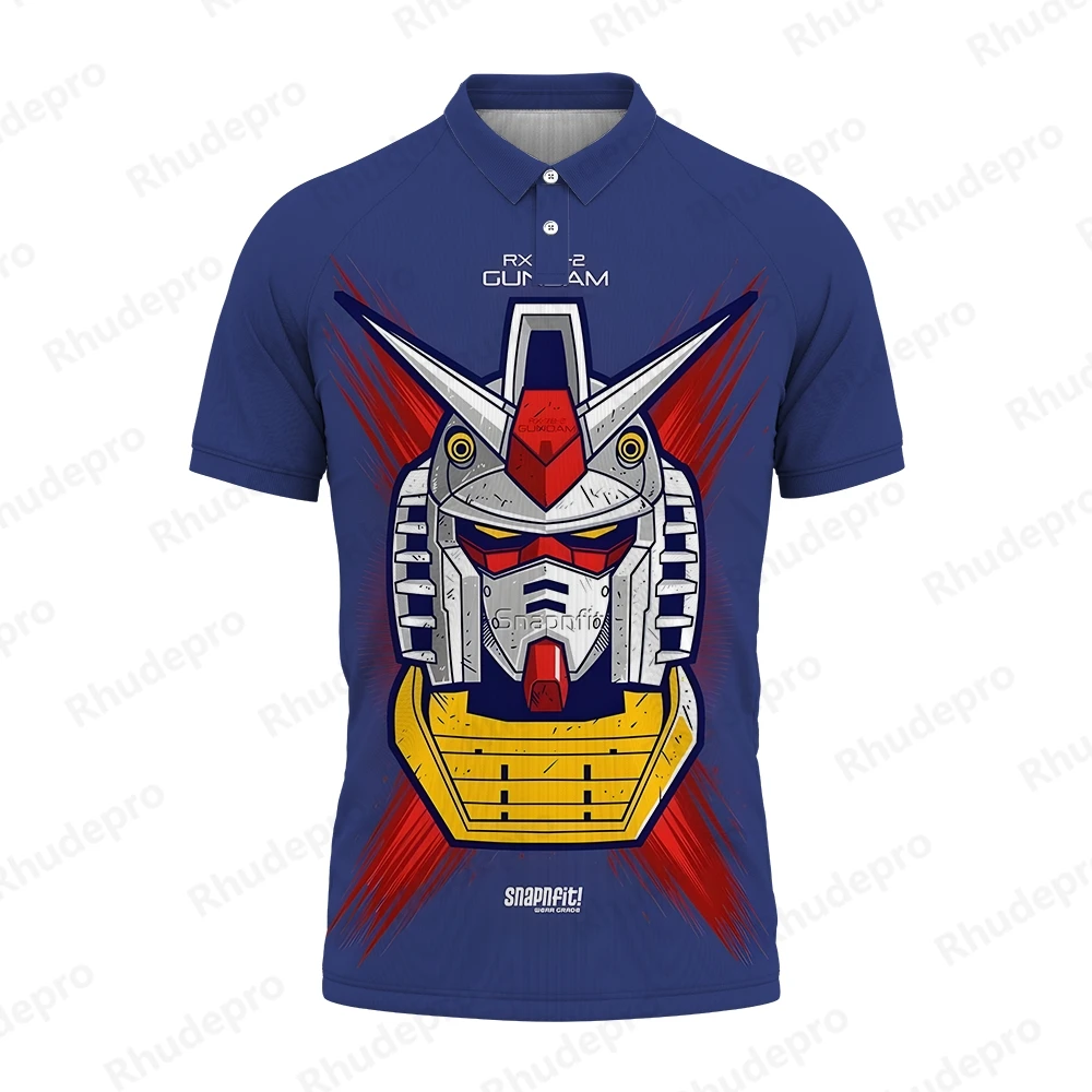 Camisa polo estilo Gundam masculina, tops de hip hop, streetwear Y2K, roupas estilo Harajuku, camisas anime, camisas de presente, novo, 2024