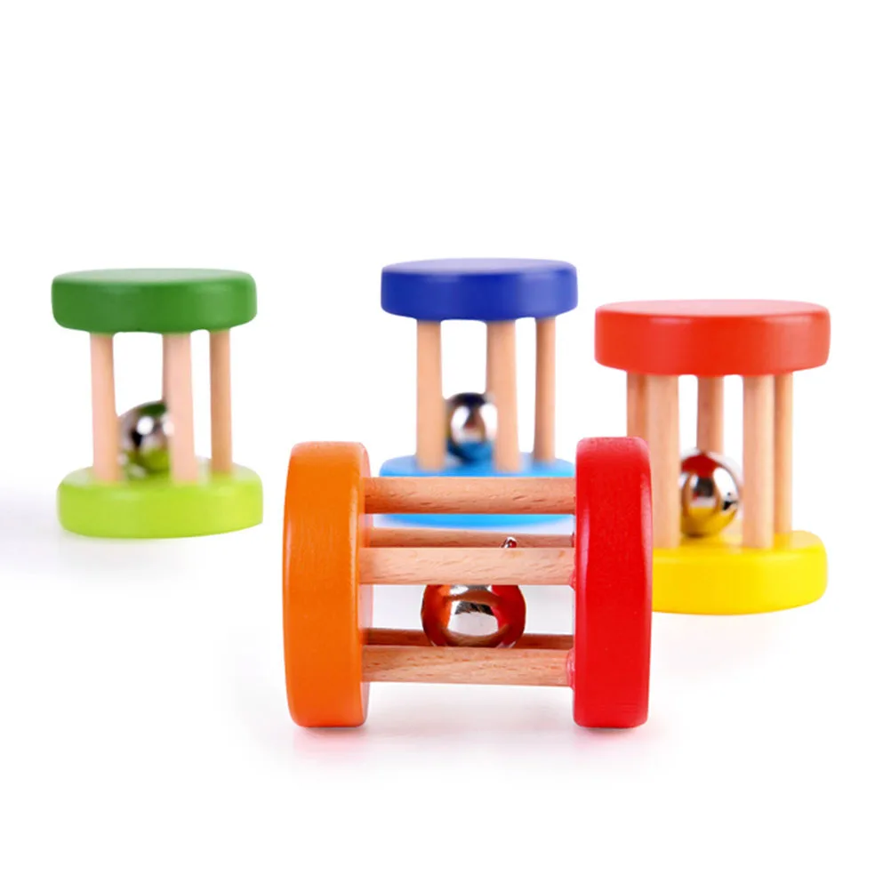 4 قطع خشخيشات خشبية للأطفال خشخيشات يدوية ألعاب تعليمية آمنة متينة ناعمة مصقولة طويلة الأمد لون عشوائي