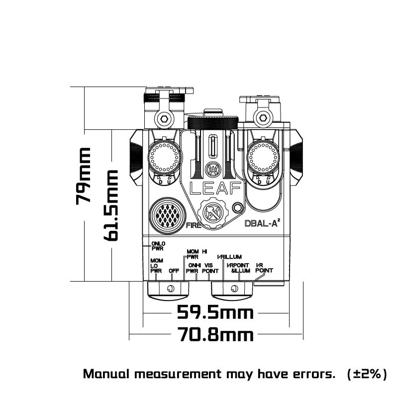 WADSN DBAL A2 レッドドットサイト グリーンレーザー懐中電灯 ポインターレール タクティカル懐中電灯 ナイロンプラスチック エアソフトトイガンアクセサリー