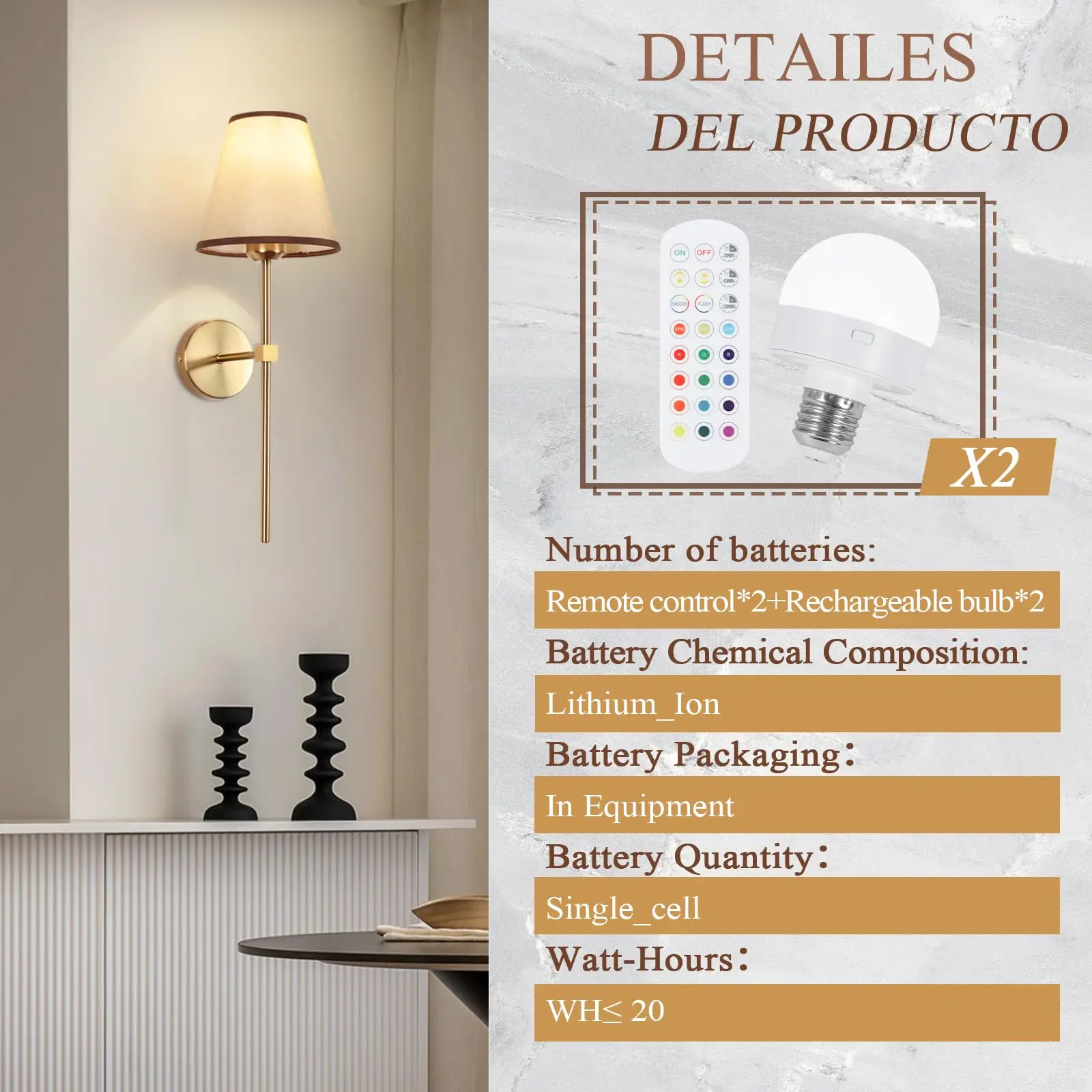 Battery Operated Wall Sconces Sets of 2,Indoor not Hardwired White Fabric lampshade Fixtures,Rechargeable Wireless Wall Lights
