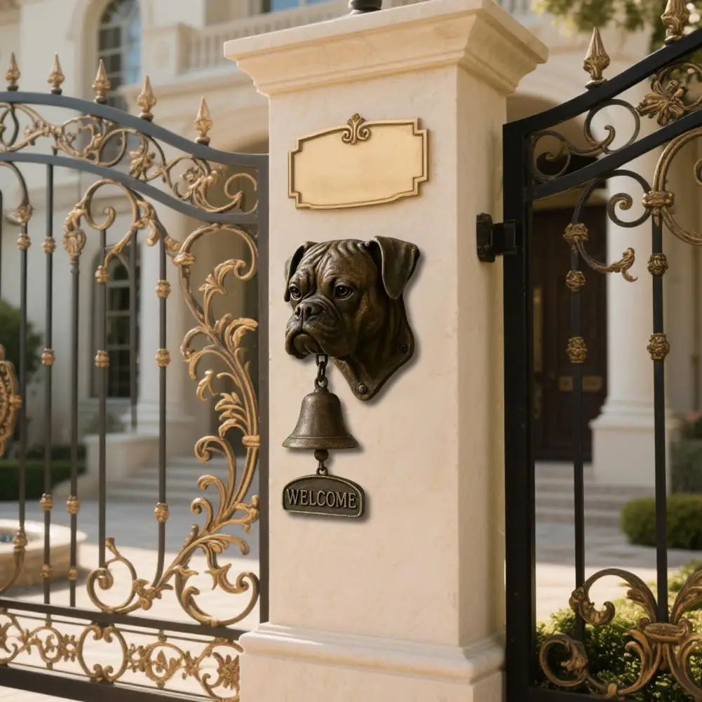 Wall-mounted Clock Decorative Doorbell Vintage Dog Welcome Door Bell Charming Puppy Head Shopkeeper Bell for Home Office