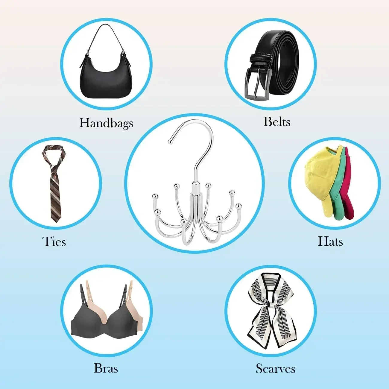 Rotatable Bra Organizer for Closet Max 48 Capacity Metal Sport Bra Holder Space Saving Hanging Closet Storage for Underwear Ling
