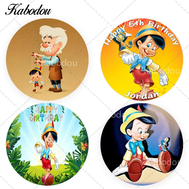 

Disney Cartoon Pinocchio Photo Backdrop Cover For Kids Birthday Custom Round Photography Background Decor Props