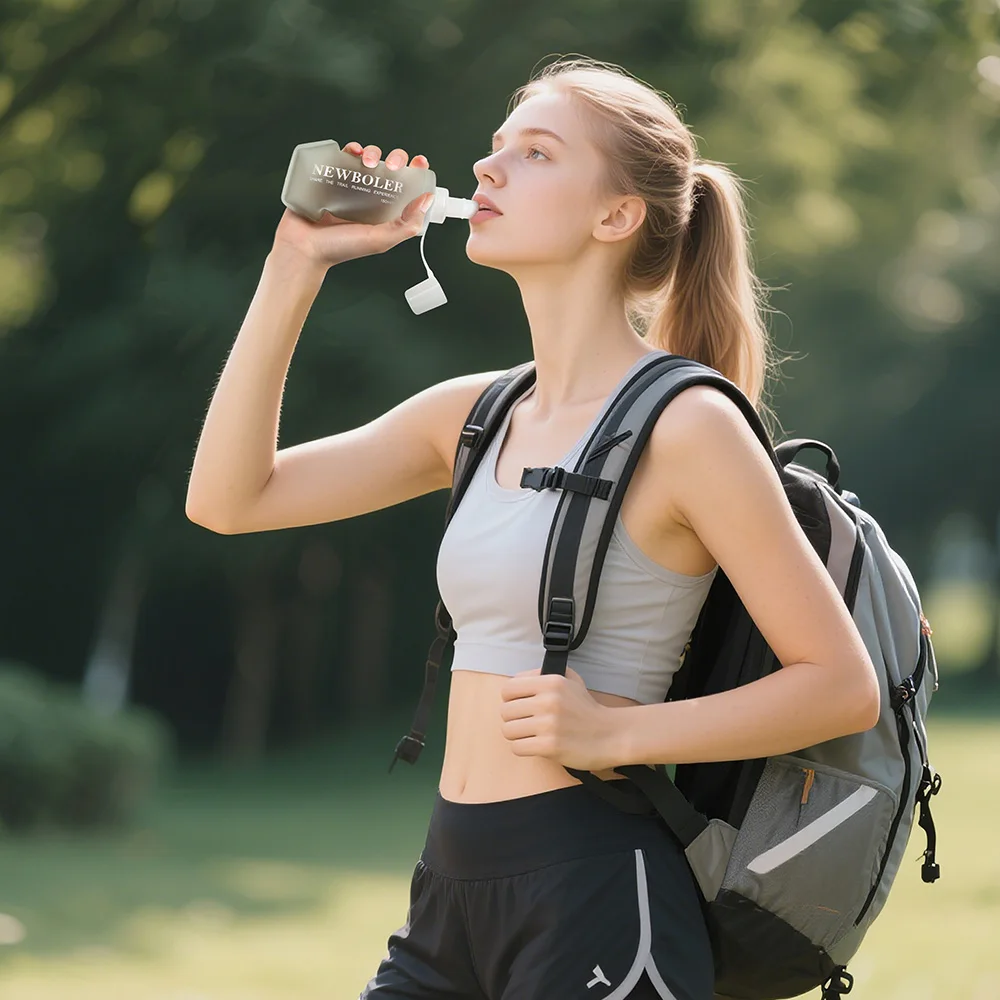 500/800/1000ml Sport-Wasserflasche TPU Faltbare Weiche Trinkflasche Tragbare Wasserflasche für Laufen Wandern Radfahren Fitness Wasserbeutel – Detail 14