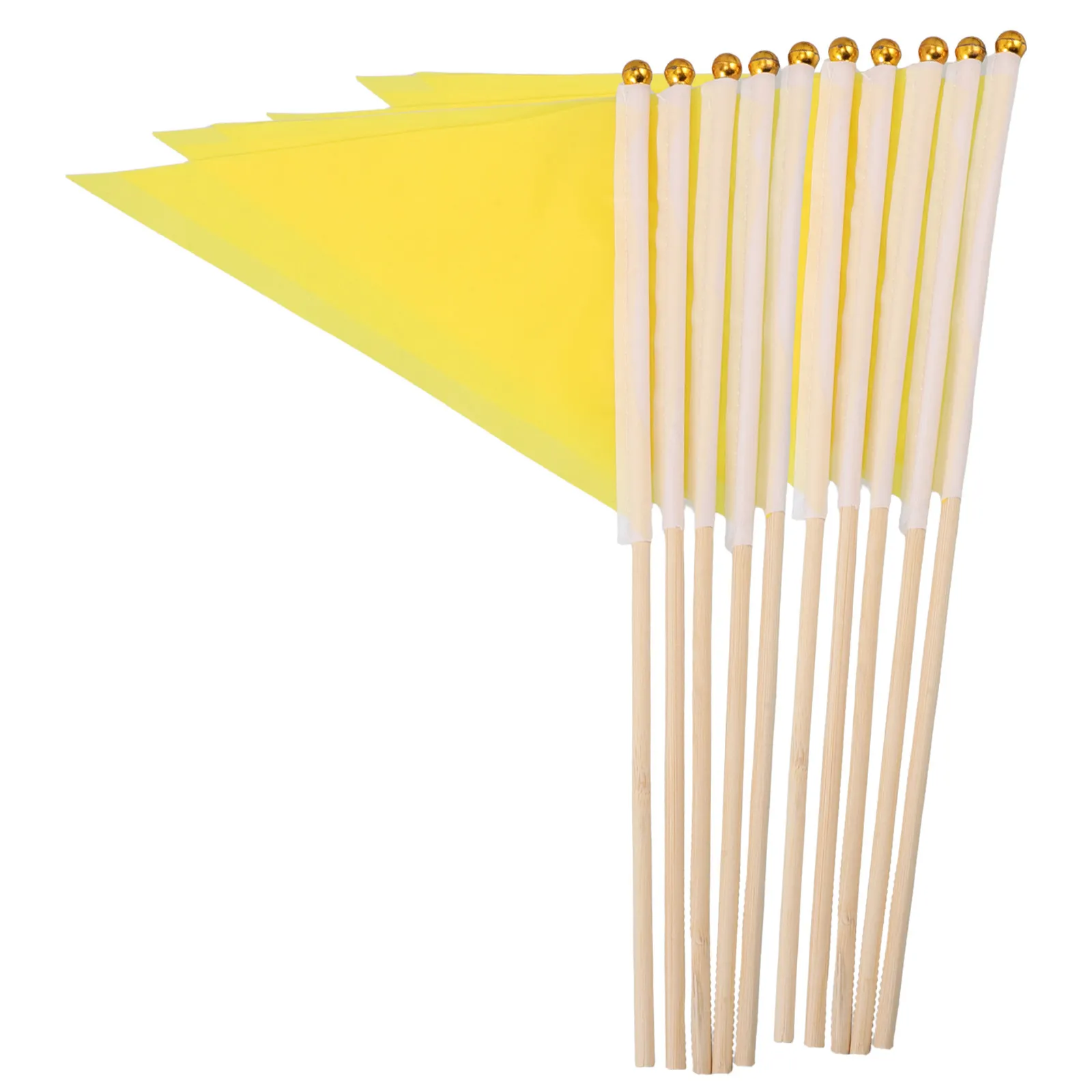 10Pcs Bamboo Pole Triangle Handheld Flags Blank Garden Markers for Lawn Yard Outdoor Advertising Training Field Cheer